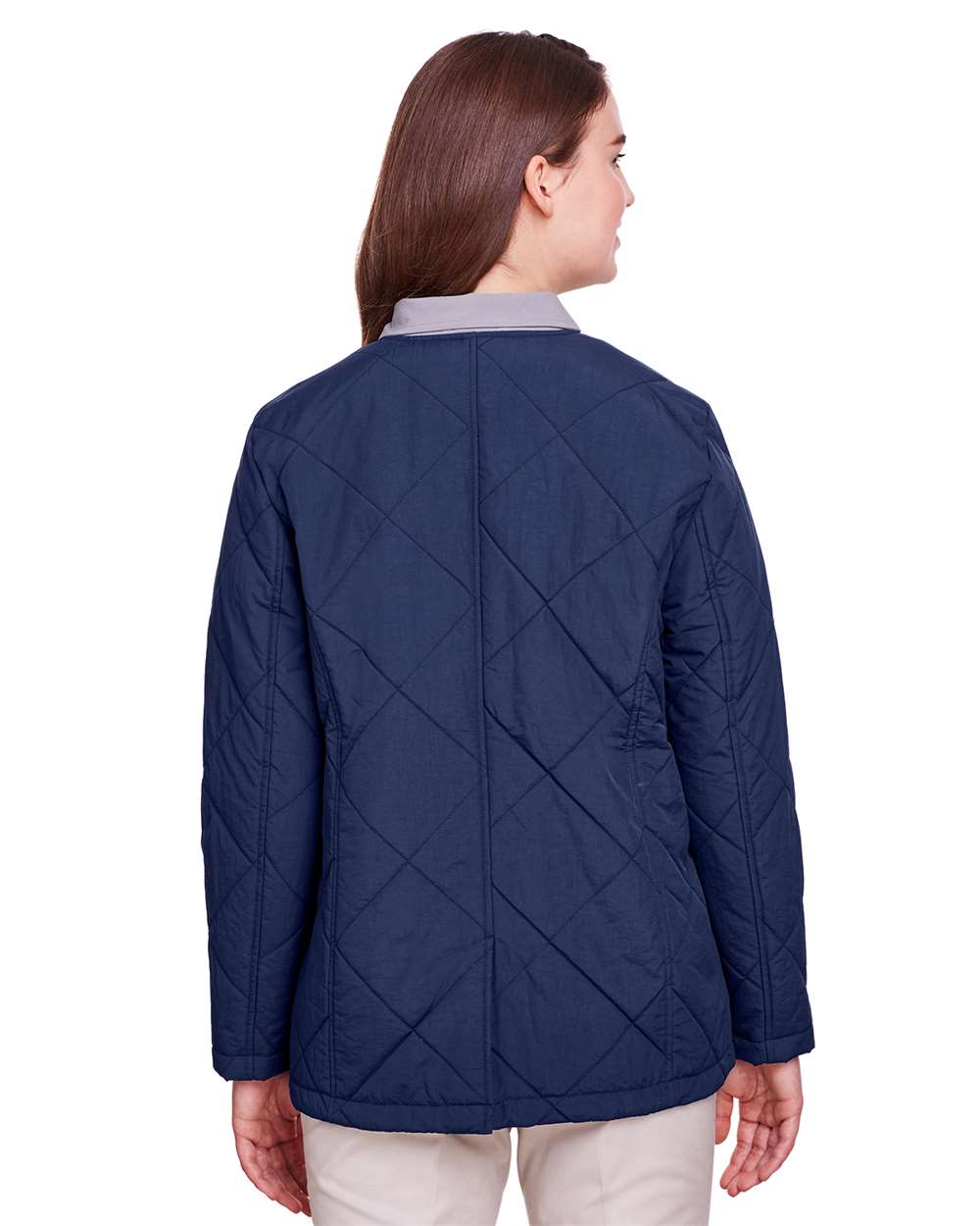 Women's Dawson Quilted Hacking Jacket - OnModelBack - B966E1652 - Navy
