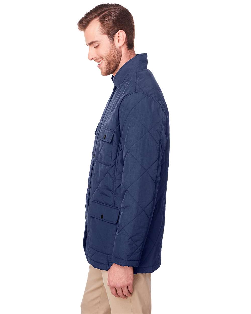Men's Dawson Quilted Hacking Jacket - OnModelSide - B965E1653 - Navy