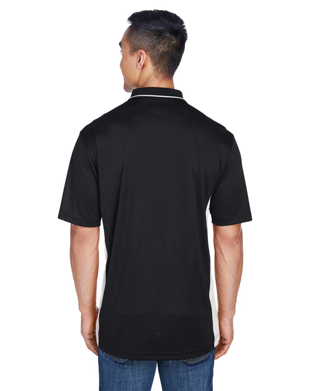 Men's Cool & Dry Sport Two-Tone Polo - OnModelBack - B901E1103 - Black/ Stone