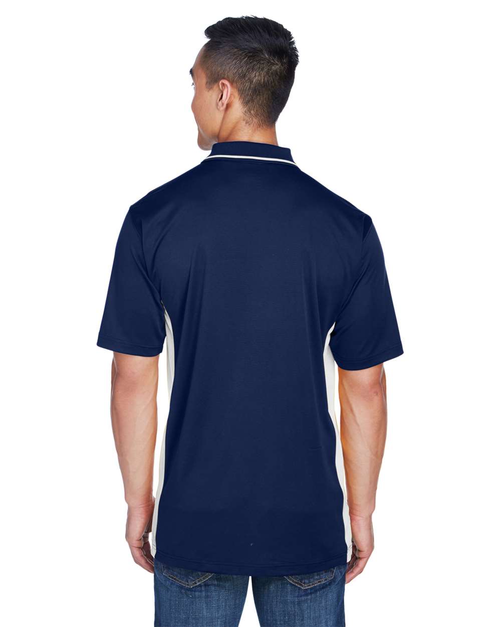 Men's Cool & Dry Sport Two-Tone Polo - OnModelBack - B901E1113 - Navy/ White