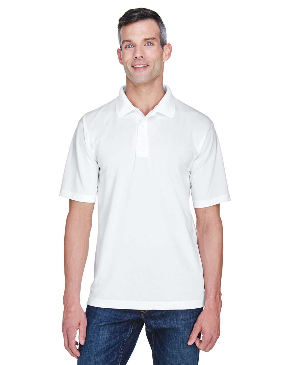 Men's Cool & Dry Stain-Release Performance Polo - OnModelFront - B914E1004 - White
