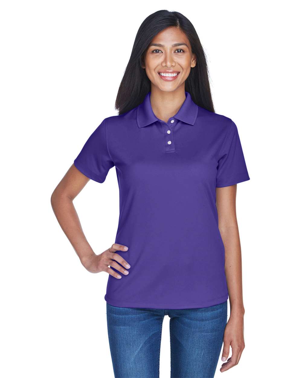 Women's Cool & Dry Stain-Release Performance Polo - OnModelFront - B915E1672 - Purple