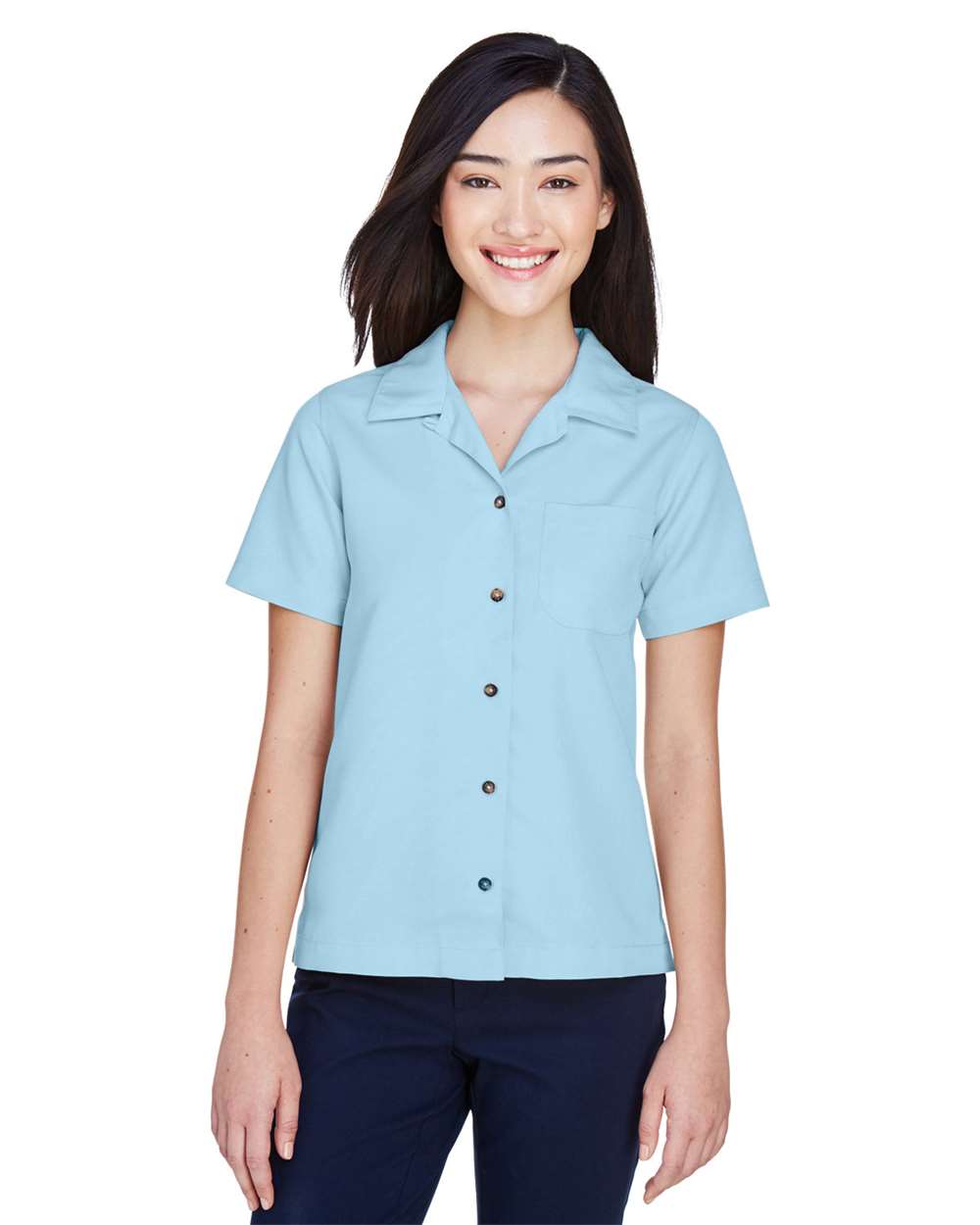Women's Cabana Breeze Camp Shirt - OnModelFront - B953E1252 - Island Blue