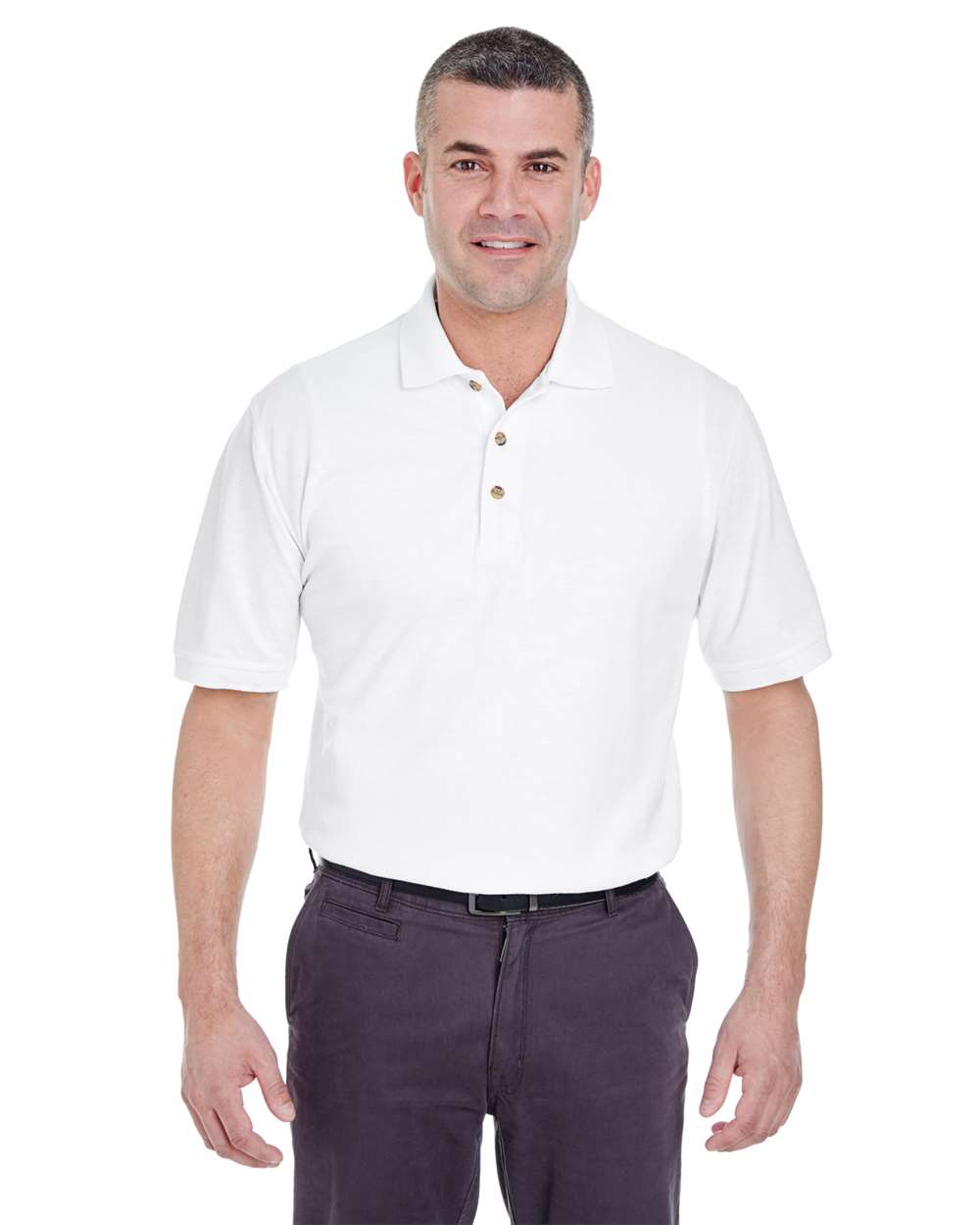 Men's Tall Classic Pique Polo - OnModelFront - B707E1007 - White