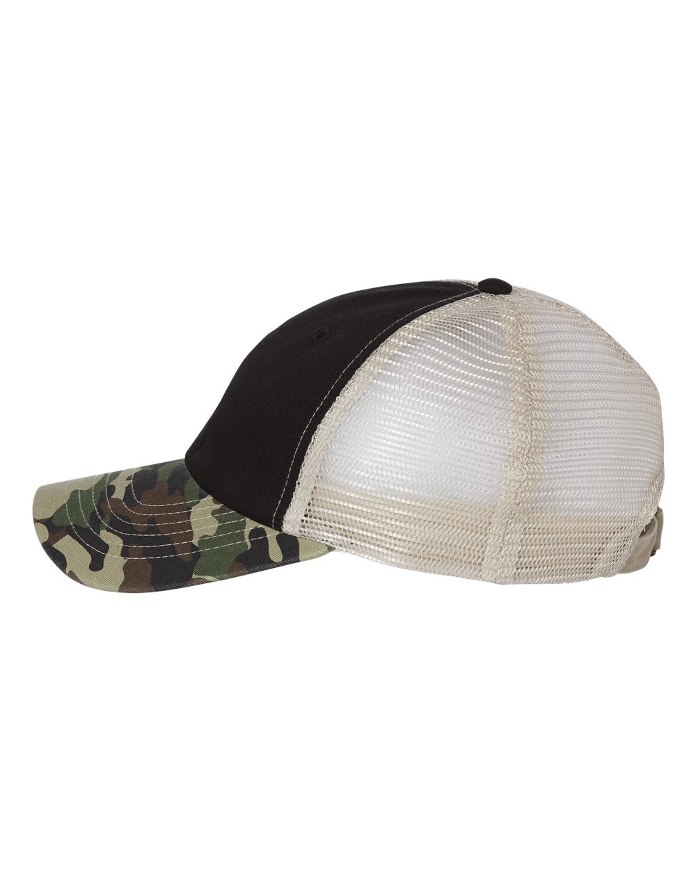 Contrast-Stitch Mesh-Back Cap - DirectSide - B82695510 - Black/ Camo/ Stone
