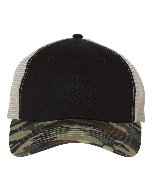 Contrast-Stitch Mesh-Back Cap - Front - B82695510 - Black/ Camo/ Stone