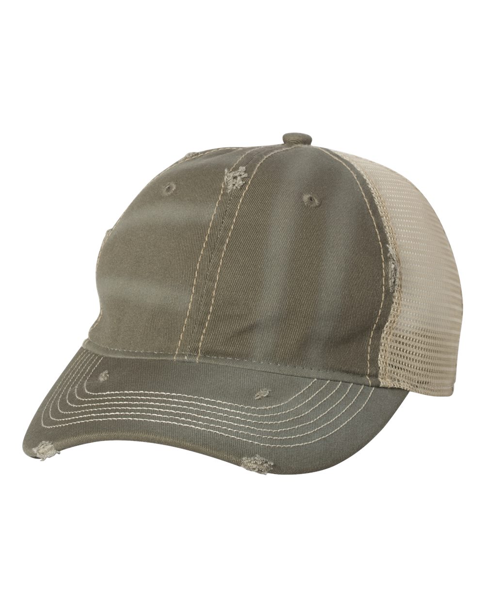 Bounty Dirty-Washed Mesh-Back Cap - Front - B80995640 - Olive/ Khaki
