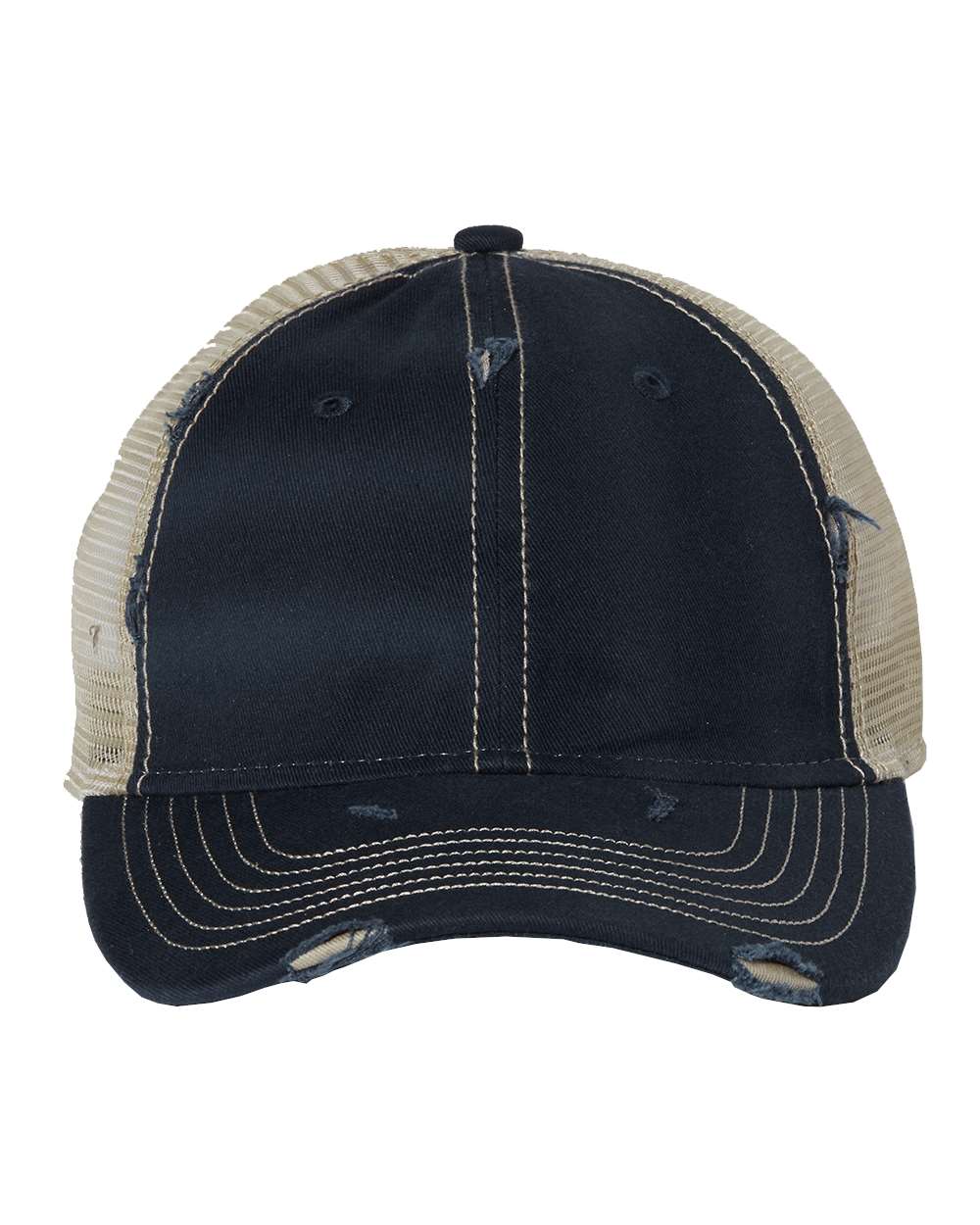 Bounty Dirty-Washed Mesh-Back Cap - Front - B80995650 - Navy/ Khaki