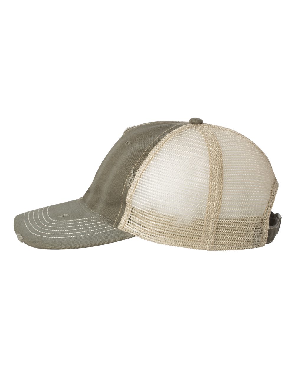 Bounty Dirty-Washed Mesh-Back Cap - Side - B80995640 - Olive/ Khaki