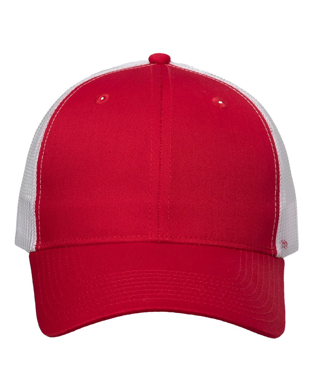 Mesh-Back Twill Trucker Cap - Front - B24995010 - Red/ White