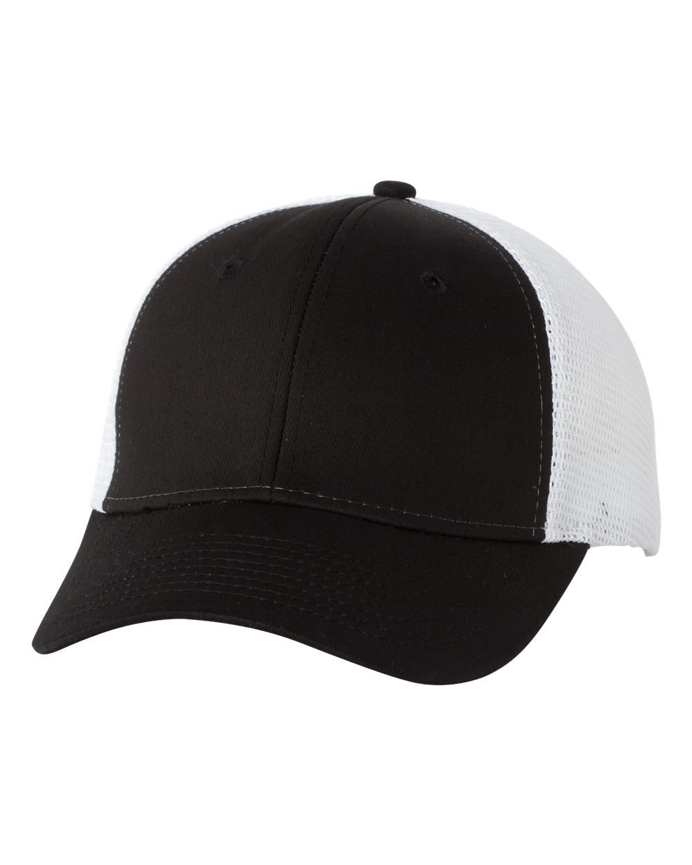 Mesh-Back Twill Trucker Cap - Front - B24995020 - Black/ White