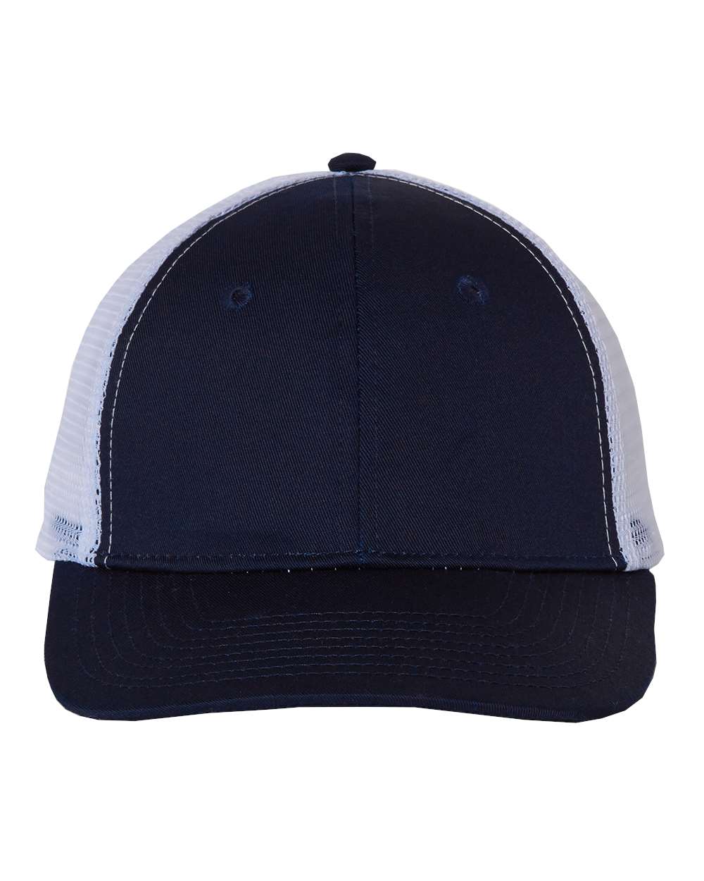 Mesh-Back Twill Trucker Cap - Front - B24995030 - Navy/ White