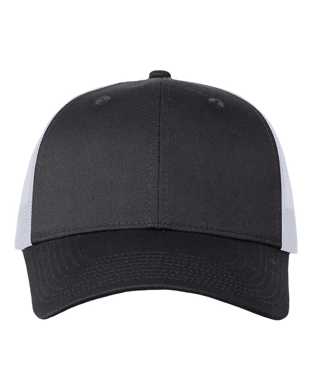 Mesh-Back Twill Trucker Cap - Front - B24995560 - Charcoal/ White