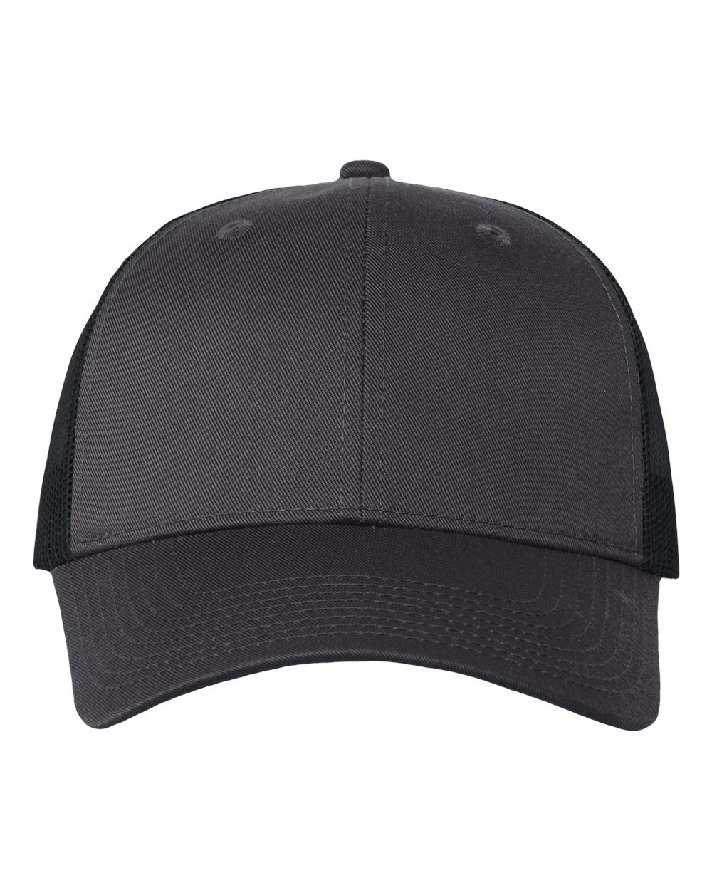 Mesh-Back Twill Trucker Cap - Front - B24995590 - Charcoal/ Black