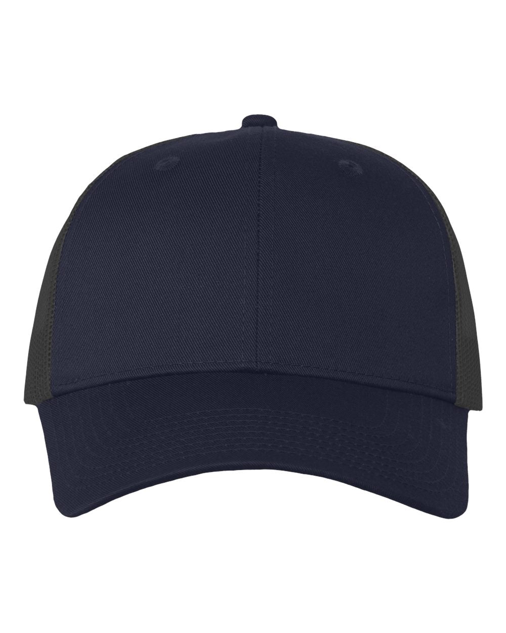 Mesh-Back Twill Trucker Cap - Front - B24995690 - Navy/ Charcoal