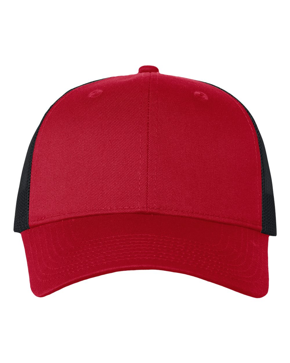 Mesh-Back Twill Trucker Cap - Front - B24995710 - Red/ Black