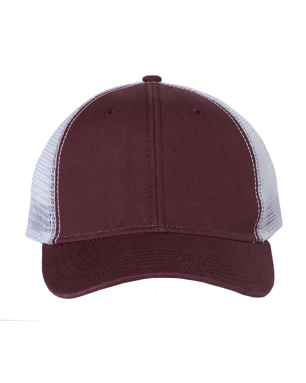 Bio-Washed Trucker Cap - Front - B27195530 - Maroon/ White