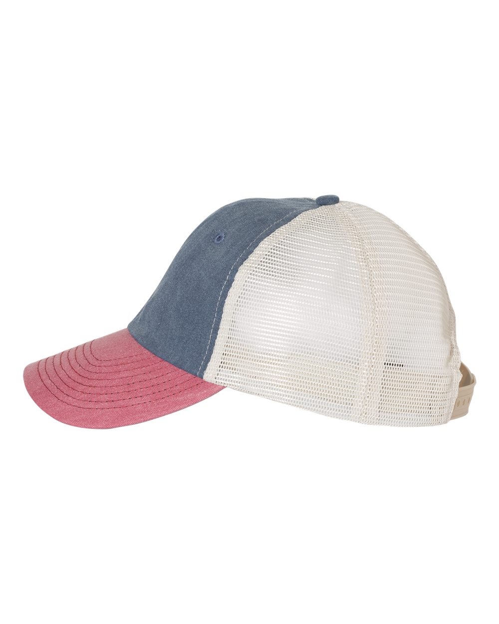 Pigment-Dyed Trucker Cap - DirectSide - B50295820 - Navy/ Cardinal/ Stone