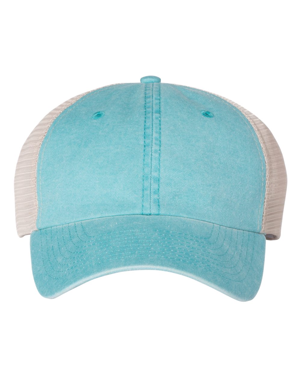 Pigment-Dyed Trucker Cap - Front - B50295260 - Aqua/ Stone