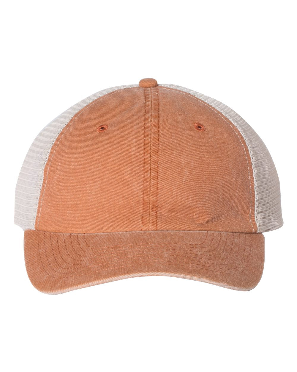 Pigment-Dyed Trucker Cap - Front - B50295320 - Texas Orange/ Stone