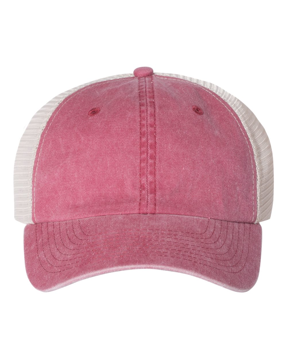 Pigment-Dyed Trucker Cap - Front - B50295520 - Cardinal/ Stone