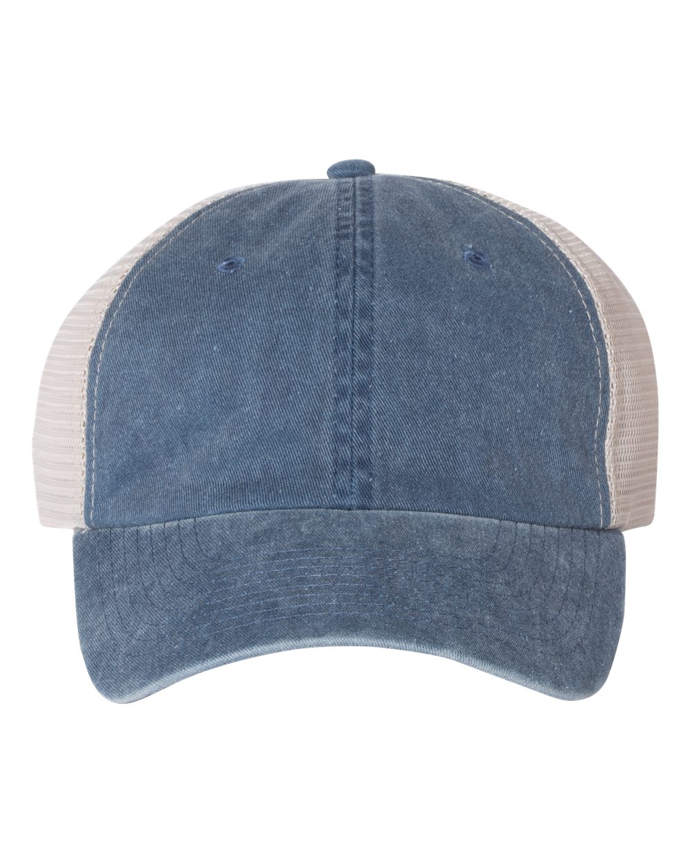 Pigment-Dyed Trucker Cap - Front - B50295650 - Navy/ Stone
