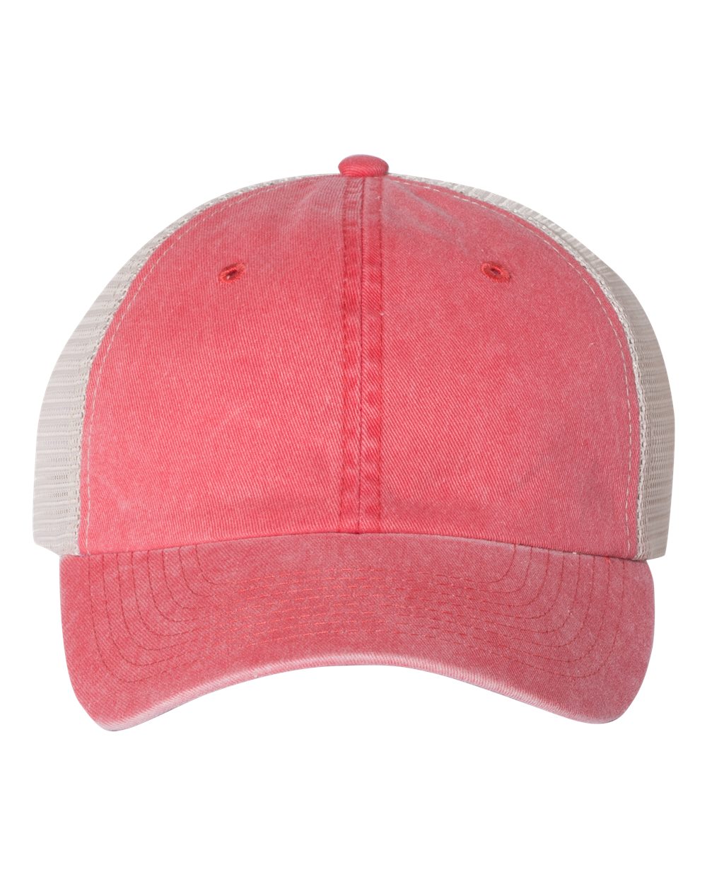 Pigment-Dyed Trucker Cap - Front - B50295710 - Red/ Stone