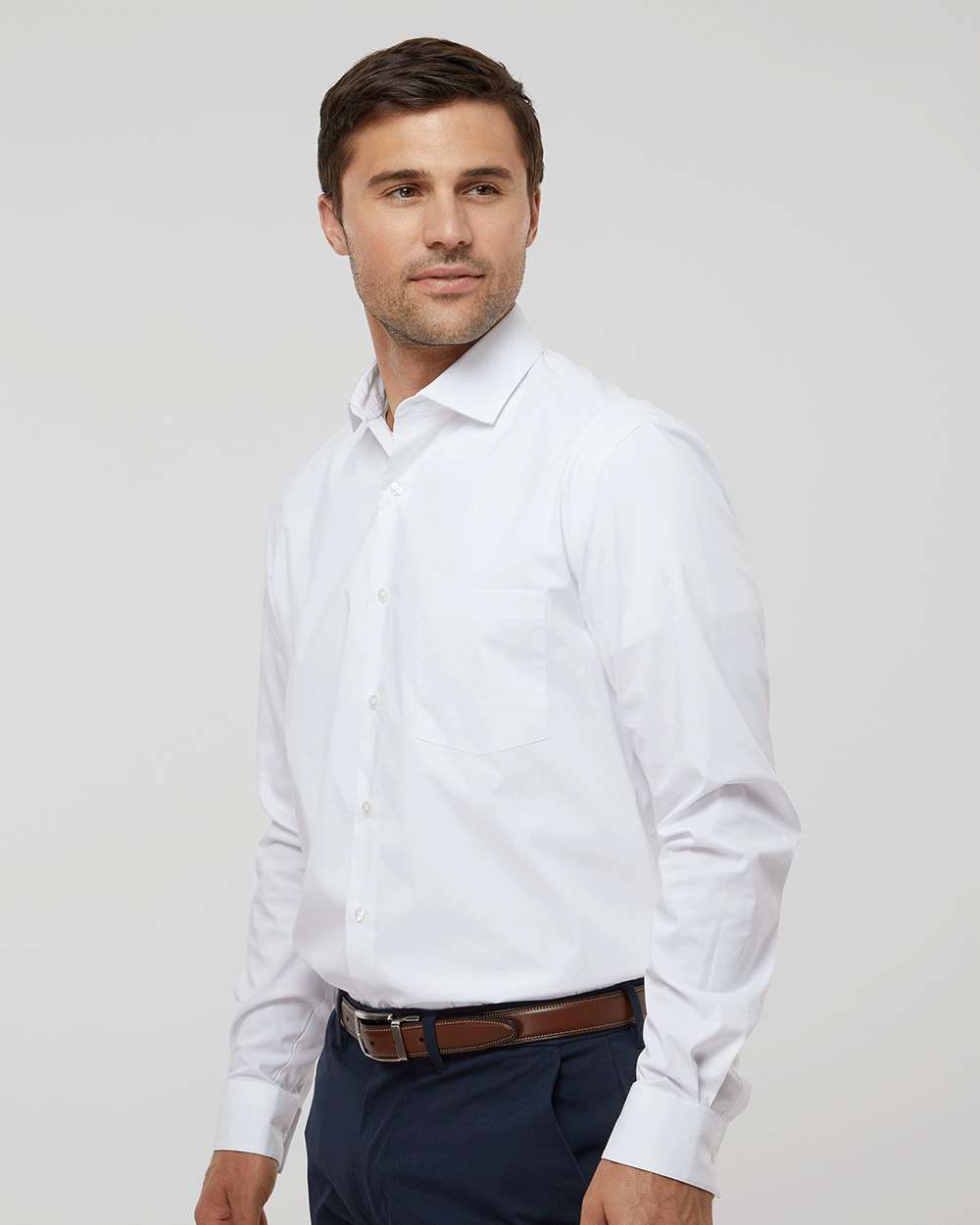Men's Stainshield Essential Shirt - OnModelSide - B55397008 - White