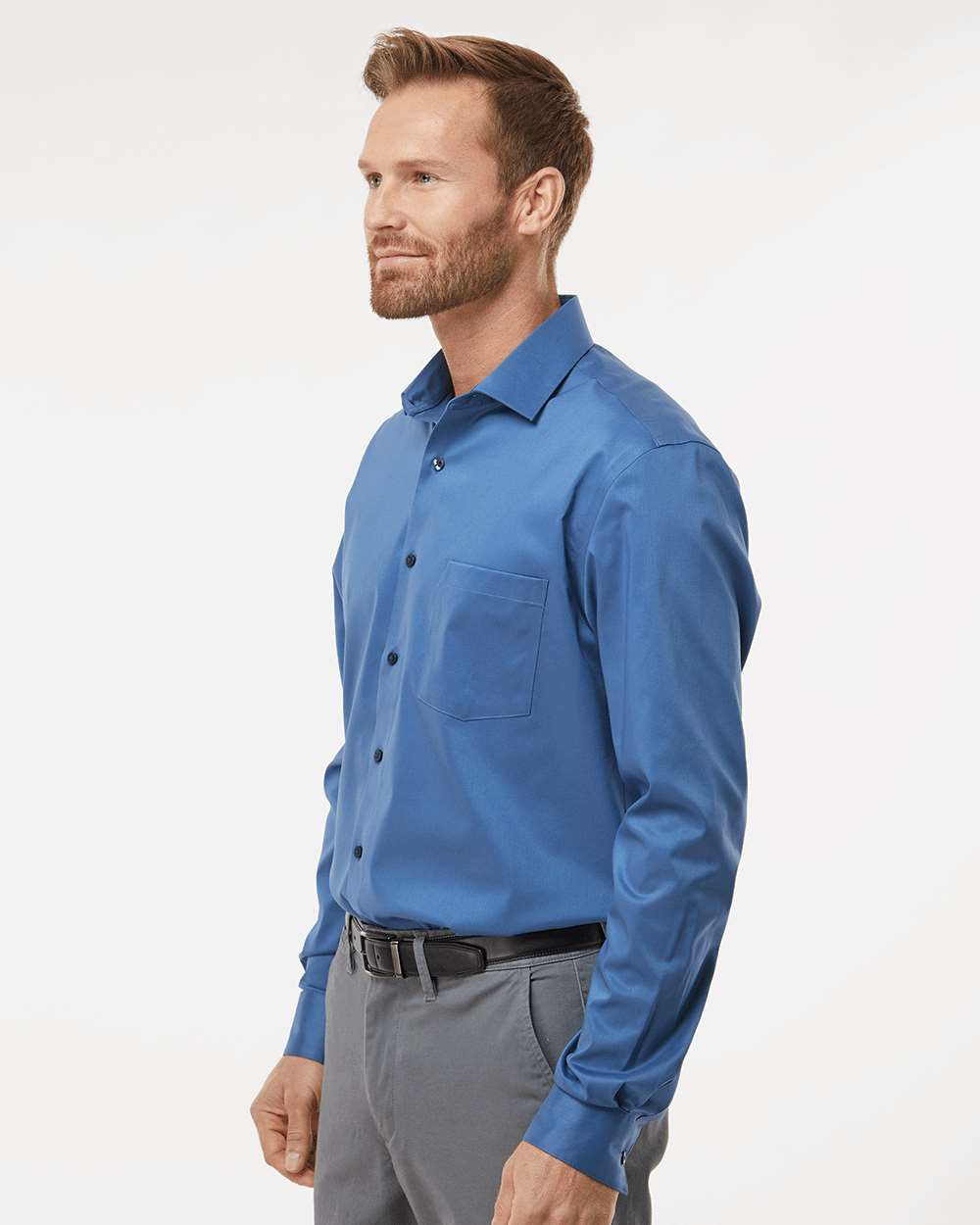 Men's Ultra Wrinkle Free Shirt - OnModelSide - B55497103 - Smokey Blue