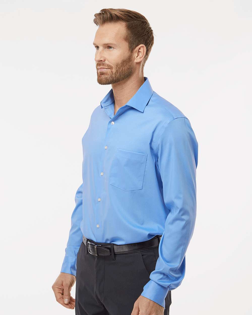 Men's Ultra Wrinkle Free Shirt - OnModelSide - B55497253 - Blue Frost