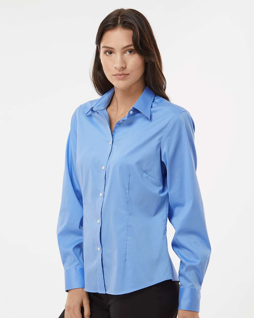Women's Ultra Wrinkle Free Shirt - OnModelSide - B55597253 - Blue Frost