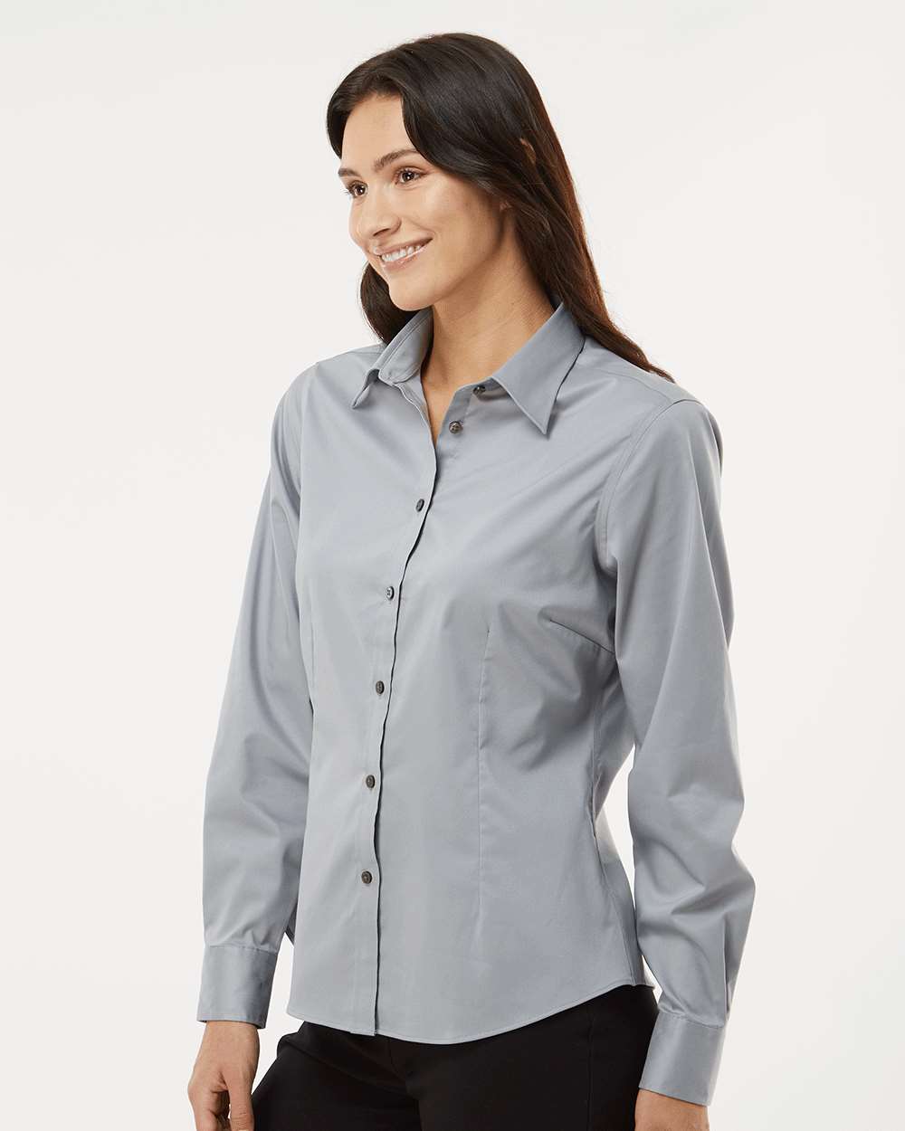Women's Ultra Wrinkle Free Shirt - OnModelSide - B55597354 - Grey Mist