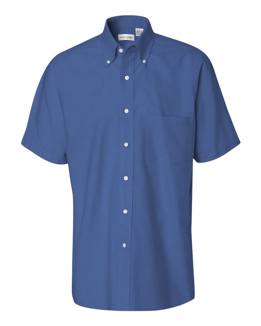 Men's Short Sleeve Oxford Shirt - Front - B47397253 - English Blue