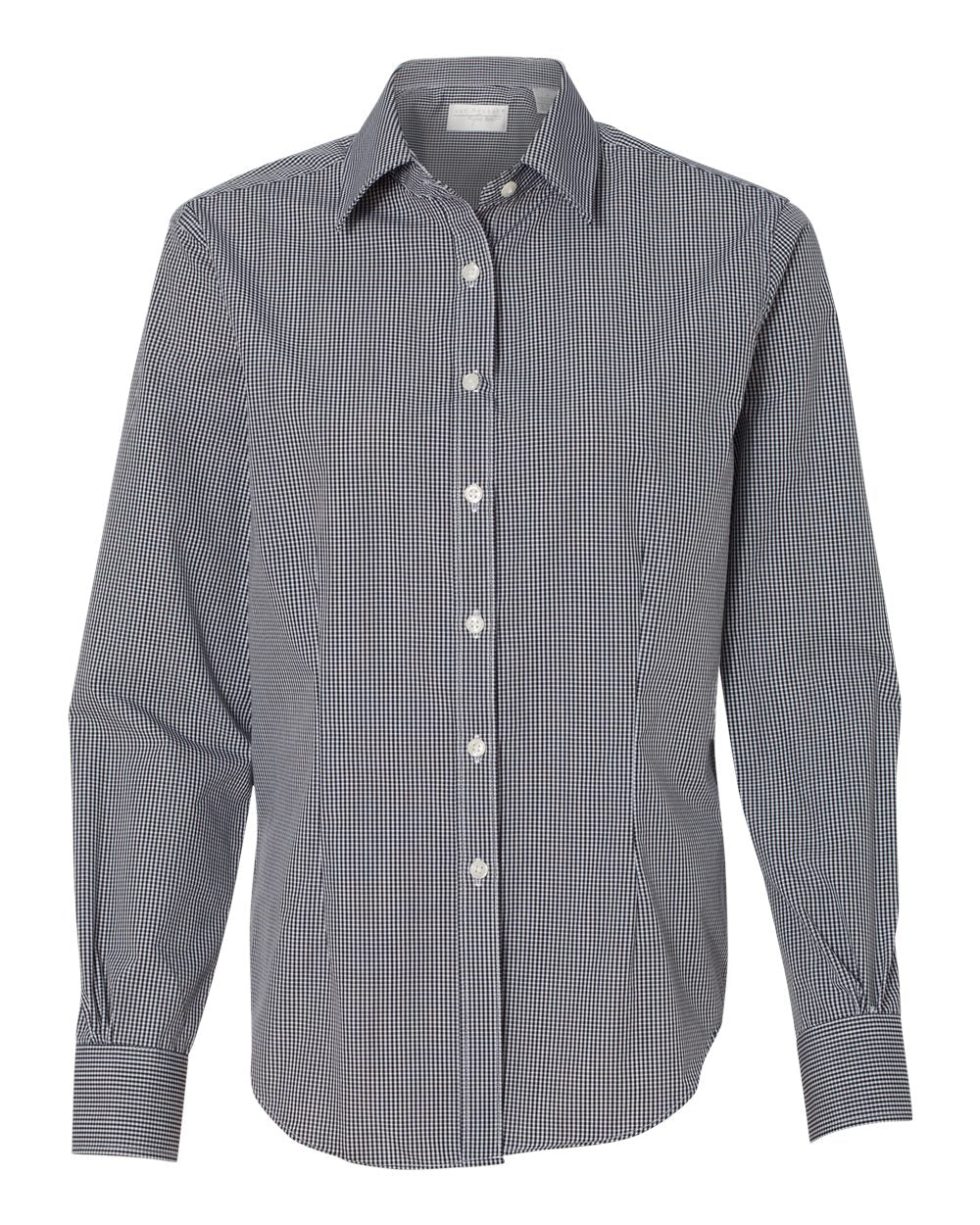 Women's Gingham Check Shirt - Front - B41597508 - Black