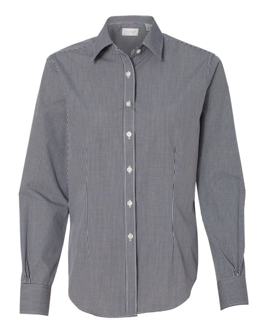 Women's Gingham Check Shirt - Front - B41597508 - Black