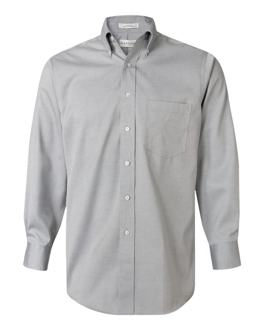 Men's Non-Iron Pinpoint Oxford Shirt - Front - B43497353 - French Grey