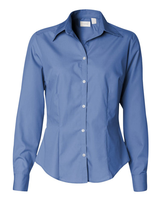 Women's Silky Poplin Shirt - Front - B49497572 - Periwinkle
