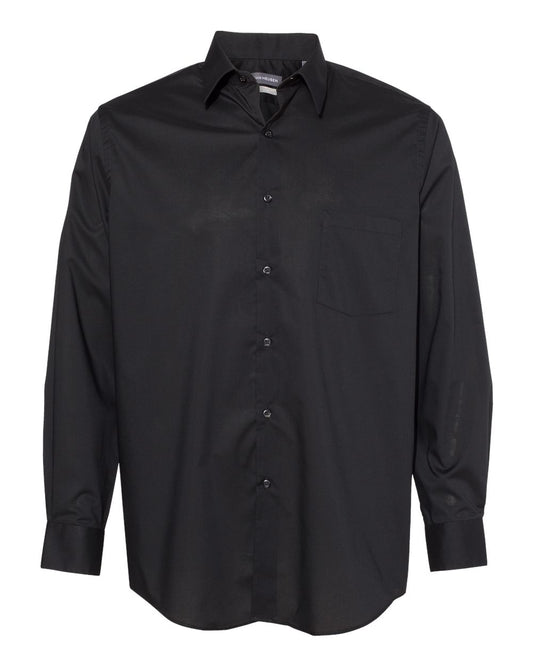 Men's Broadcloth Point Collar Solid Shirt - Front - B48897008 - Black