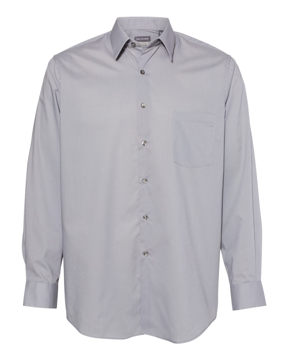 Men's Broadcloth Point Collar Solid Shirt - Front - B48897353 - Grey