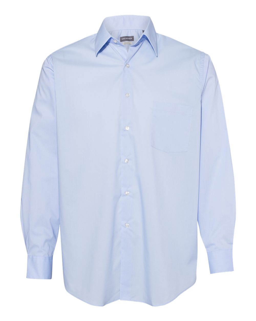 Men's Broadcloth Point Collar Solid Shirt - Front - B48897687 - Blue
