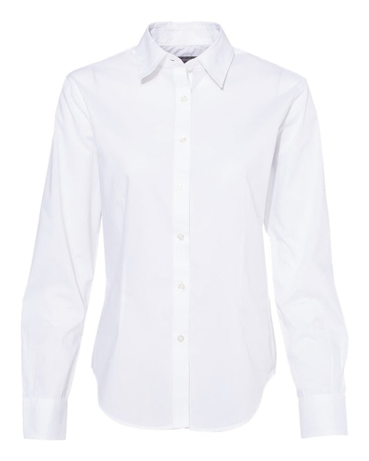 Women's Cotton/Poly Solid Point Collar Shirt - Front - B48997008 - White