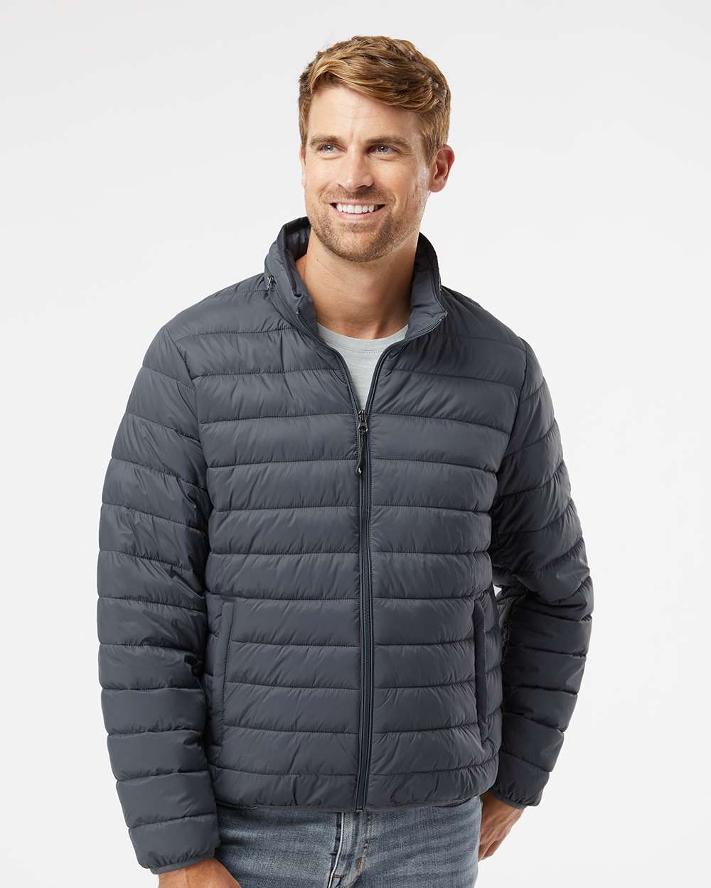 Men's PillowPac Puffer Jacket - OnModelFront - B09752093 - Pewter