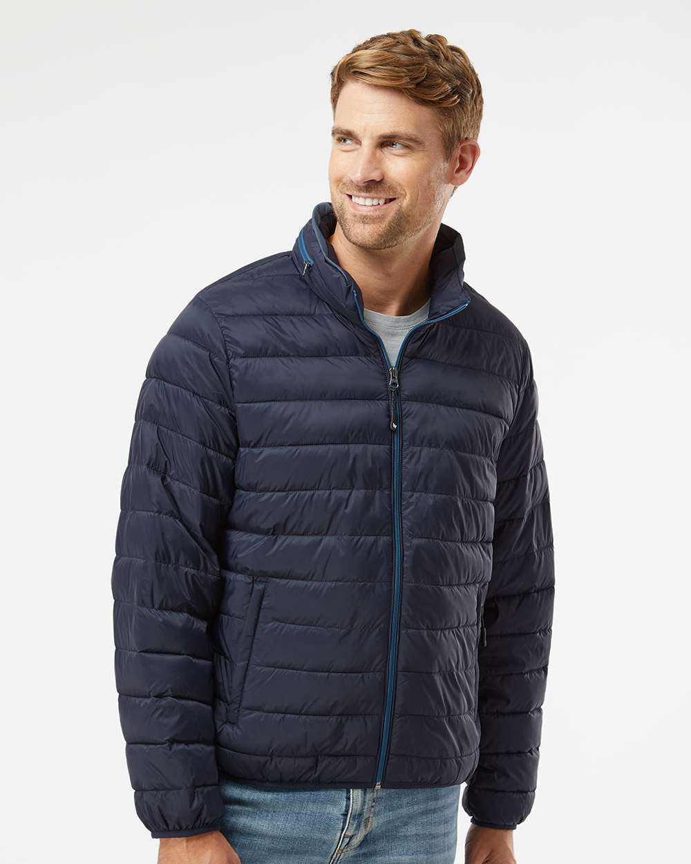 Men's PillowPac Puffer Jacket - OnModelFront - B09752653 - Dark Navy