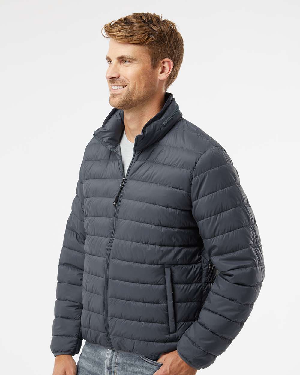 Men's PillowPac Puffer Jacket - OnModelSide - B09752093 - Pewter
