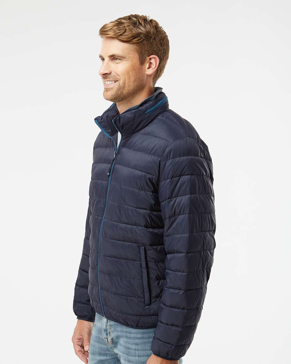 Men's PillowPac Puffer Jacket - OnModelSide - B09752653 - Dark Navy