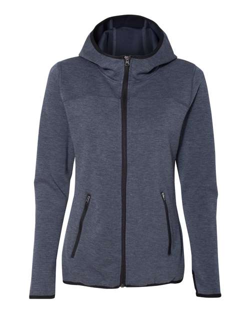 Women's HeatLast™ Fleece Tech Full-Zip Hooded Sweatshirt - Front - B10252653 - Heather Navy
