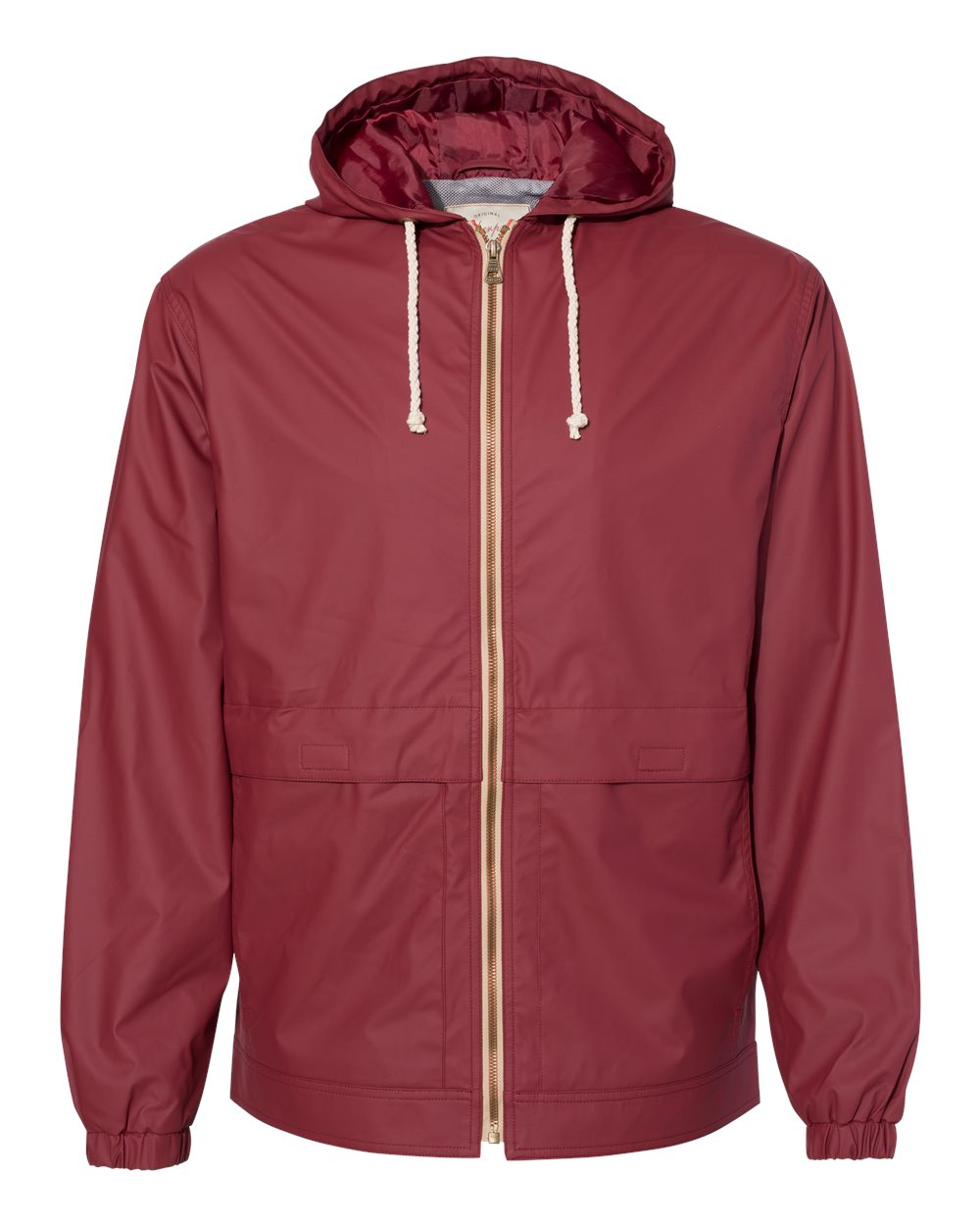 Unisex Vintage Hooded Rain Jacket - Front - B04452702 - Biking Red