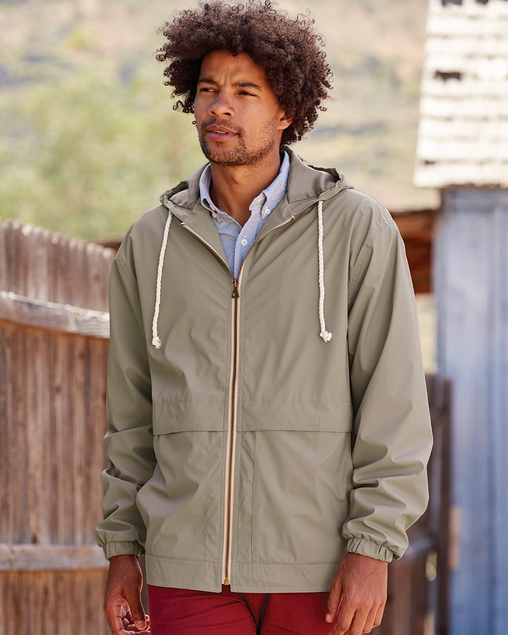 Unisex Vintage Hooded Rain Jacket - styleImage
