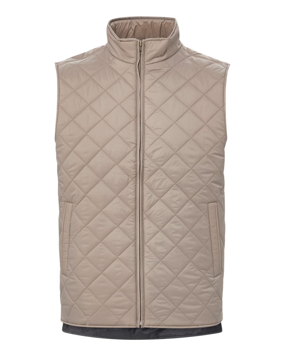 Men's Vintage Diamond Quilted Vest - Front - B09452023 - Driftwood