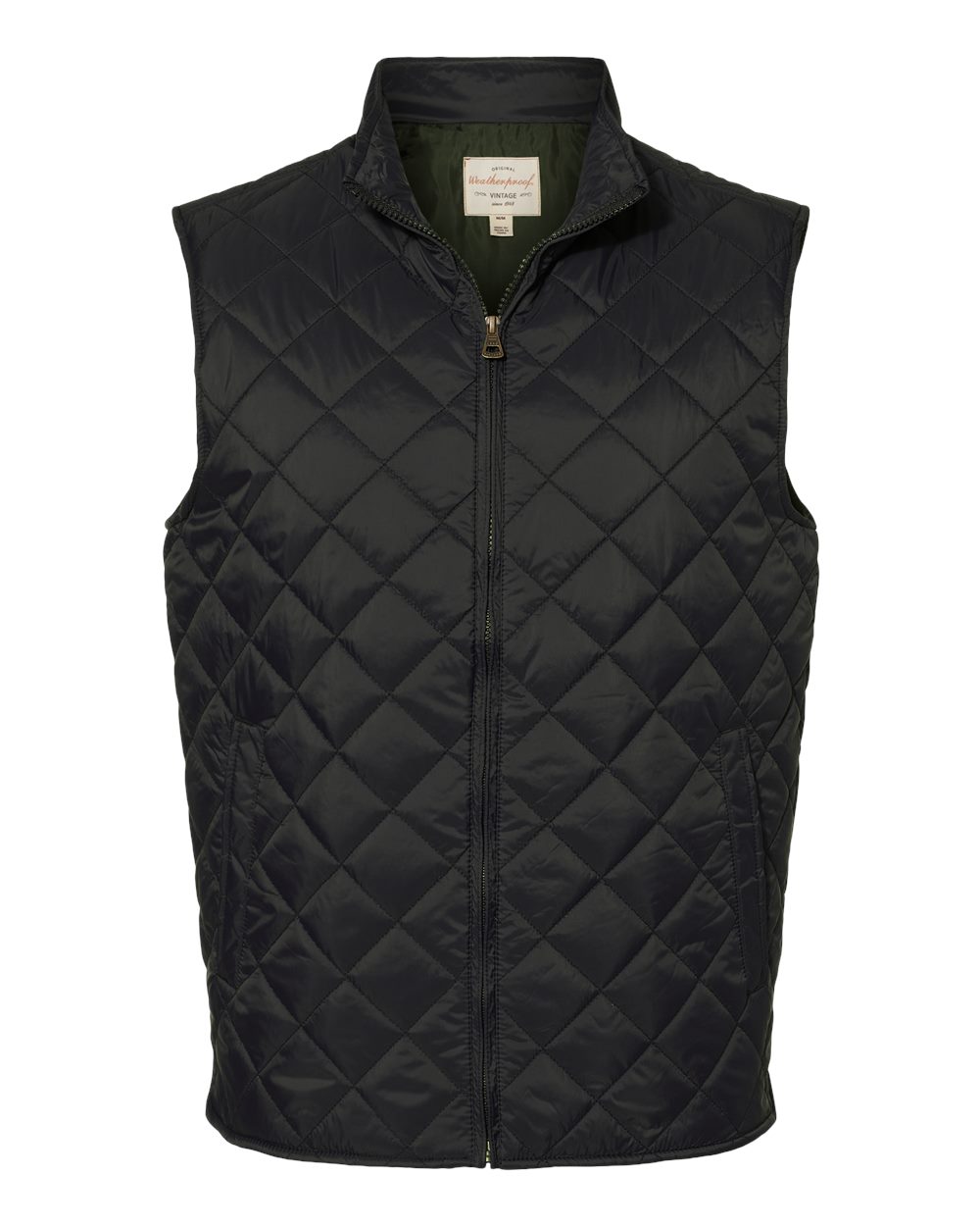 Men's Vintage Diamond Quilted Vest - Front - B09452503 - Black